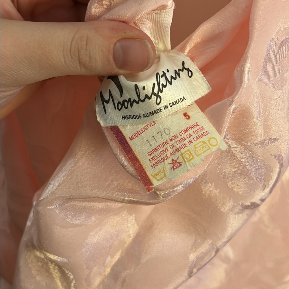 1980s Pink Floral Bow Dress with Low Back - Picture 4 of 5